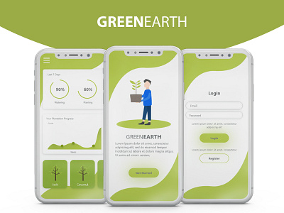 Green Earth - Planting App app branding design illustration ui ux vector