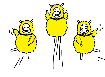 I jump high! alpaca animation branding characterdesign cute animal cute animals cute fun funny cute illustration cuteanimal digitalart energy illustration jump llama movement smiling yellow