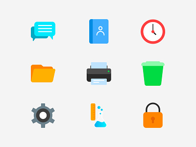Colorful flat icon pack app colorful design flat icon illustration pack ui vector