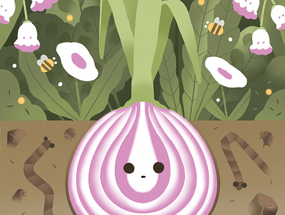 Onion character cute design green illustration