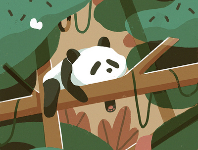 panda green illustration jungle panda