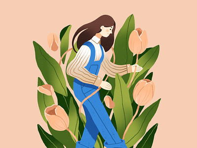 tulip character design flat flower green illustration ipadpro procreate tulip
