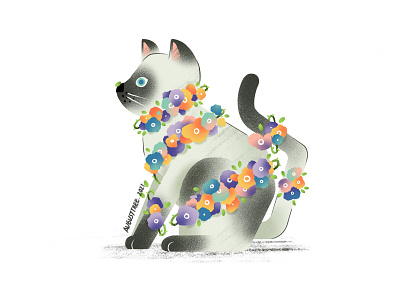 cat cartoon cat character cute design flat flower illustration ipad procreate