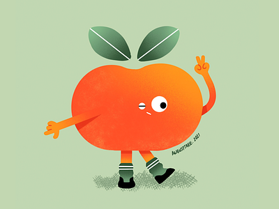 apple apple character characterdesign cute design flat fruit green illustration ipad orange procreate