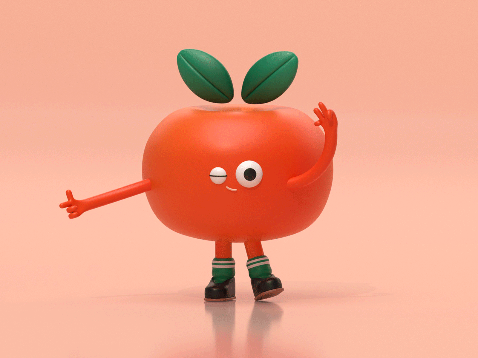 3d apple 3d 3dcharacter animation apple c4d cartoon character cinama4d cute design fruit pink