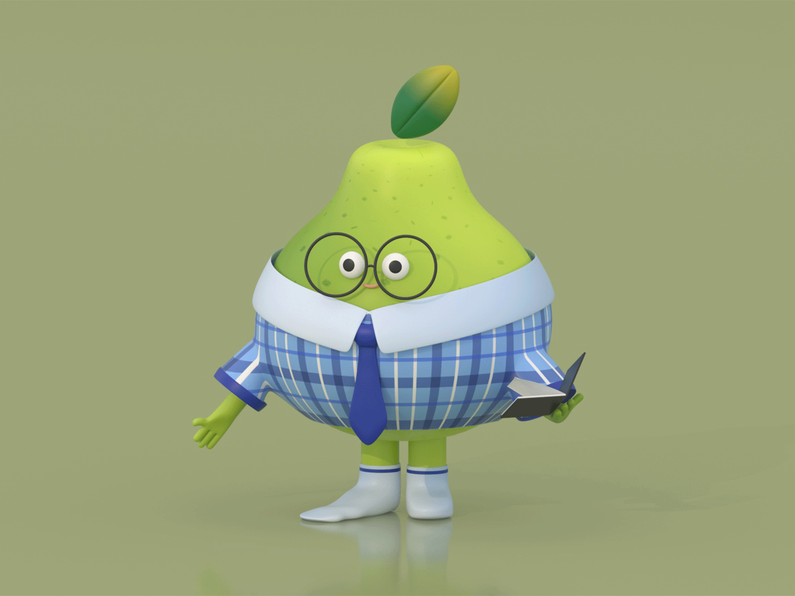 3d pear 3d 3d design animation arnold arnoldrender blue c4d cartoon character characterdesign design green