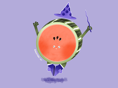 Watermelon character cute design flat fruit green illustration ipadpro procreate purple watermelon
