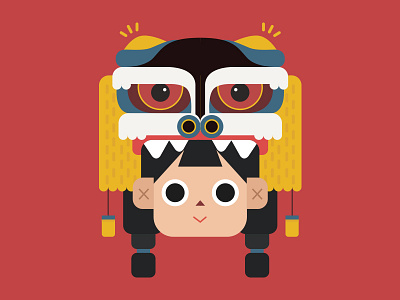 Spring Festival－face ai character face flat illustration vector