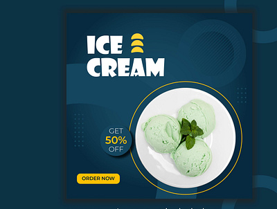 ICE CREAM banner template design food illustration typography vector web