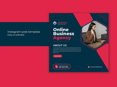 Corporate online business agency template branding design flat illustration typography vector