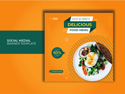 Restaurant food menu banner template design food healthy illustration typography