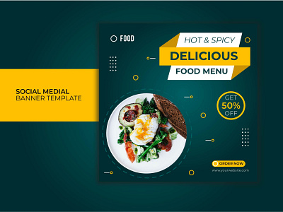 Restaurant food menu banner template branding design food illustration typography web