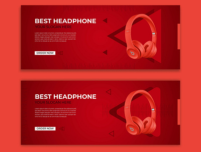 Best headphone facebook banner template design fashion flat illustration typography ux web