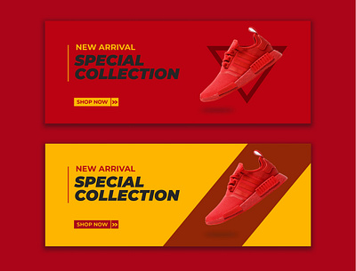 Shoe collection facebook banner template branding design illustration typography ui ux vector web