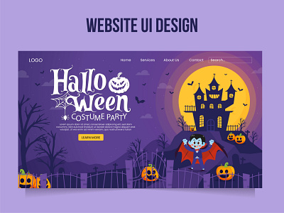 Hand drawn flat design halloween landing page