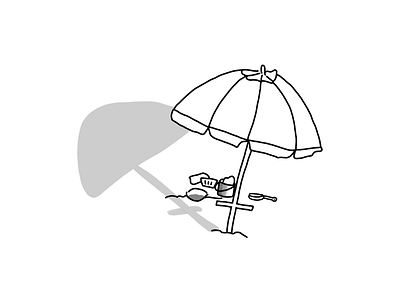 Under the Sun artwork beach doodle illustraion simple doodle spring umbrella under the sun イラスト イラストレーター イラスト初心者 イラスト日記 イラスト練習中 太陽下 春天 沙灘 海邊 線画イラスト 일러스트