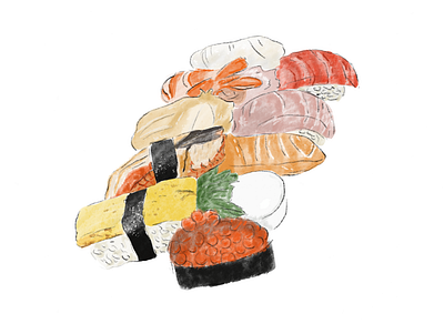 sushi artwork illustration sushi イラスト イラストレーター イラスト初心者 イラスト日記 イラスト練習中 ドン・キホーテ 唐吉訶德 壽司 일러스트