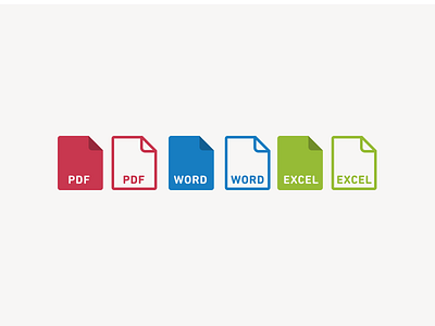Icons - Pdf, Word, Excel. desig excel flat graphic icon icons pdf simple webdesign word