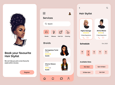 Hair App app design minimal ui