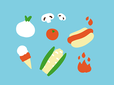 more bbq icons cartoon cute food illustration minimalist