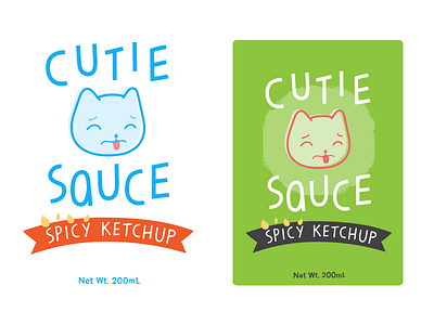 Cutie Sauce animal bottle branding cartoon cat cute food hot sauce ketchup label sauce