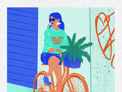 Bike Ridin art design feminist illustration ipadproart limited palette minimal procreate textures vibrant color