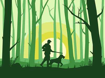 Trail Illustration 2d flat forest hunting illustration minimal silhouette vector векторная иллюстрация иллюстратор иллюстрация лес минимализм охота охотник силуэт след тишина