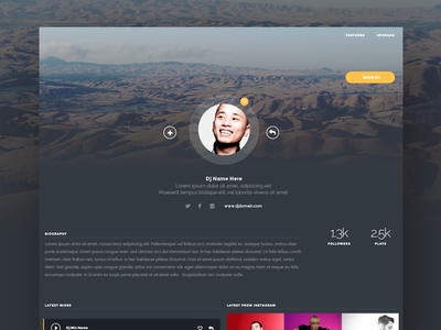 Profile UI Design flat ui grid layout music orange profile typography ui ux web design