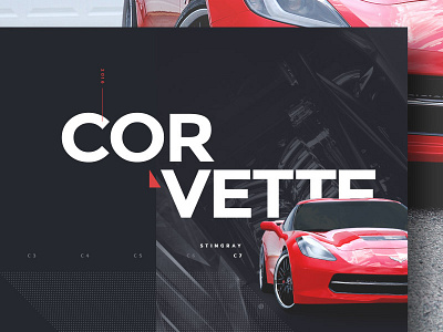 Corvette Card bold car cards cars concept elegant flat layout red sport type typography