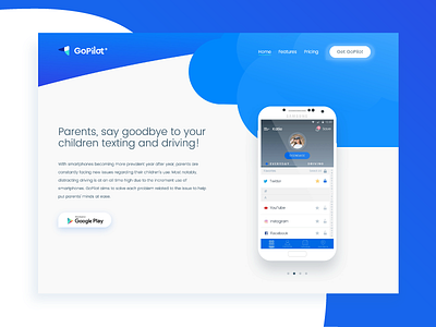 Gopilot Website Experience android mobile application app app website blue landing page mobile ui ux web web design website