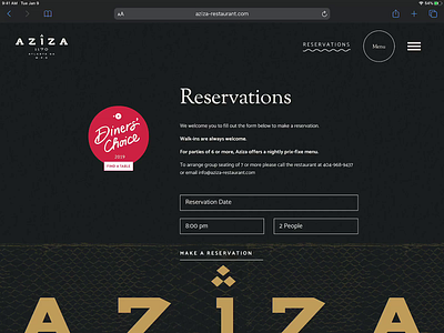 Aziza Website Experience arabic atlanta modern motion parallax restaurant restaurant design restaurant website typography ui ux