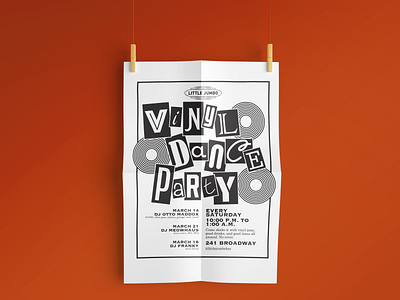 Vinyl Dance Party Poster design flat illustration quirky retro typography