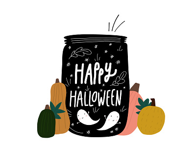 happy halloween design illustration lettering typography