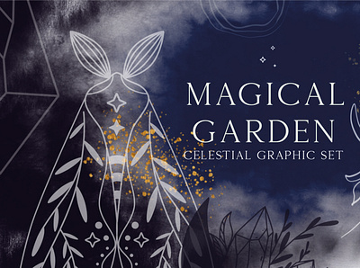 Magical garden / Celestial collection celestial design floral illustration lettering vector
