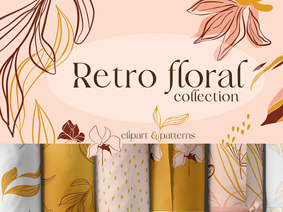 Retro floral design illustration pattern vector