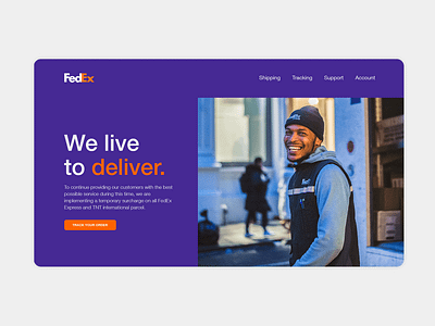FedEx landing page concept adobe branding delivery delivery app delivery service flat illustration ruben ruben serrano rubencreatives ui uiux ux web webdesign website