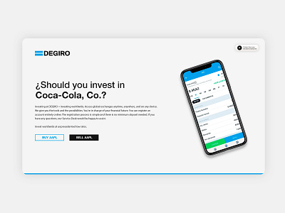 DEGIRO Announcement page concept for Coca-Cola stock