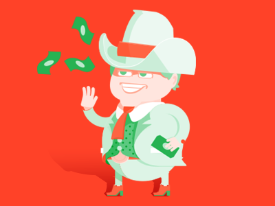 J. R. Ewing character design ewing flat hat illustration money vector