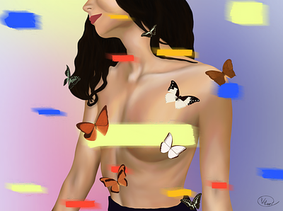 "Butterflies" abstract animals art character design composition digital art drawing editorial freelance girl character graphic design illustration illustrator procreate texture