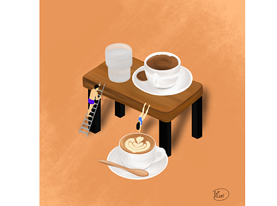 Coffee lovers abstract art character design coffee composition digital art drawing food illustration freelance graphic design illustration illustrator procreate storytelling