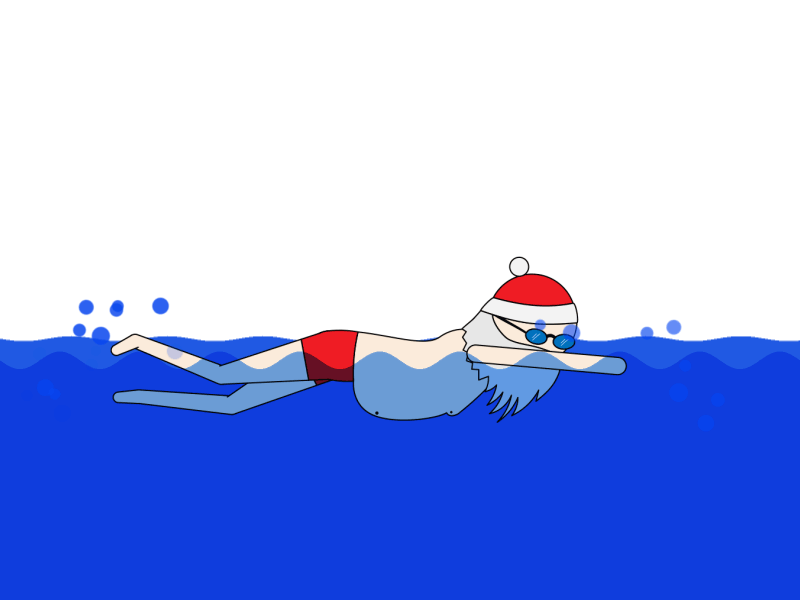 Santa Claus swimmer 2d animation after effects animation character animation character design christmas loop loop animation merry christmas santa claus swim swimming triathlon vector