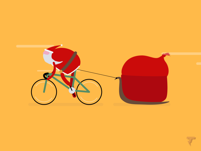 Santa Claus cyclist 2d animation after effects animation bike cart cartoon claus cycling illustration illustrator loop loop animation motion graphics santa