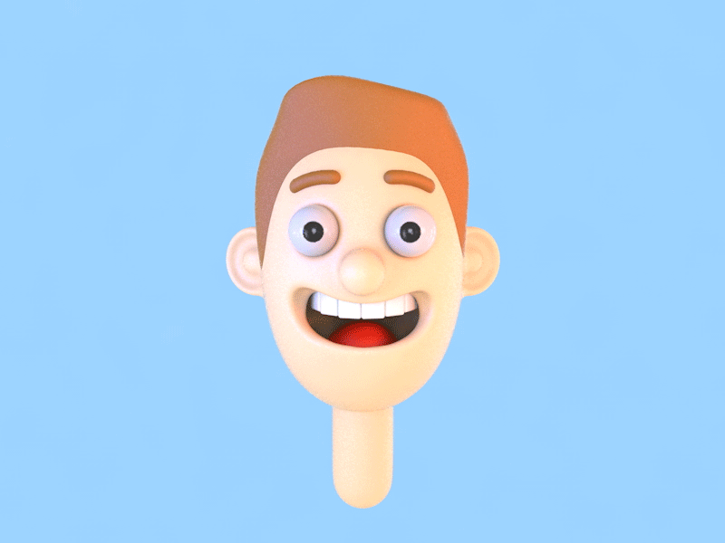 3D character head 3d cartoon character cinema4d face happy head modeling