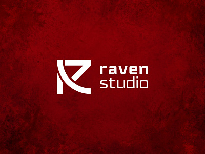 Raven Studio bold branding creative futuristic game game developer gaming studio geometric lettermark logo logo inspiration masculine minimal negative space r red shooting strong