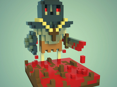 Fanatic skeleton warrior 3d 3d art character design cubes game art middle ages skeleton soldier voxel voxelart