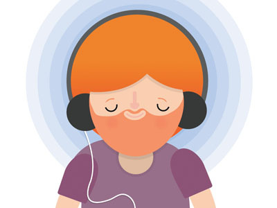 Music Man character colour cute editorial man gradient illustration illustrator ipod mp3 music smile vector walkman