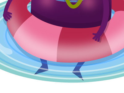 Time for a swim? character colour cute design illustrator plum swimming transparency vector water