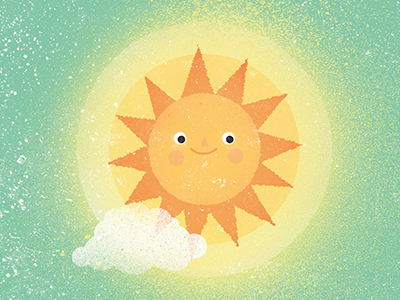 English Summer character cloud colour cute happy rough smile sun texture weather