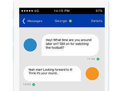 Daily UI – 013/100 days 013 chat colour dailyui flat interface messaging ui ux vector