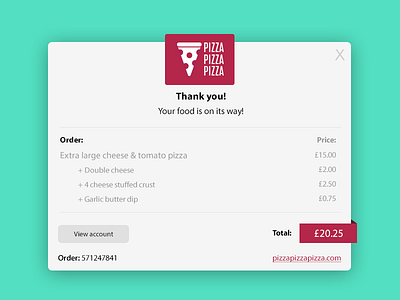 Daily UI – 017/100 days 017 100daysofui dailyui email flat food hungry interface pizza